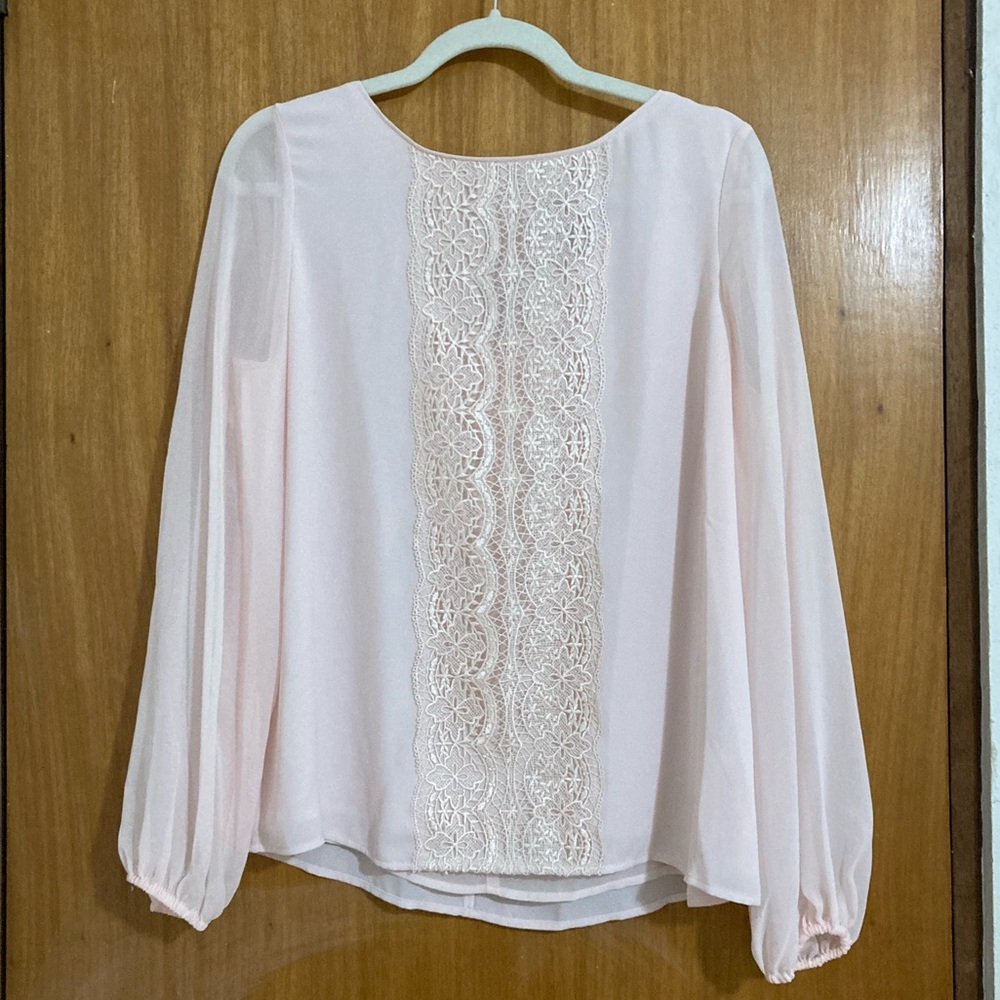White House Black Market | Pink Stella Lace Blouse